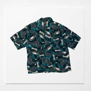 PHILADELPHIA EAGLES Hawaiian Shirt, Short Sleeved, Button-Up, Size Large